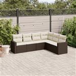 vidaXL 6-delige Loungeset met kussens poly rattan bruin