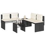 vidaXL 4-delige Loungeset met kussens poly rattan zwart