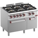 Gasfornuis 6 branders, elektrische convectie-oven gn 1/1, neutrale kast | Diamond | G7/6BFEVA11-N