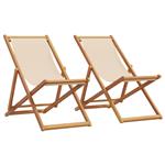 vidaXL Strandstroelen 2 st inklapbaar stof en massief hout beige