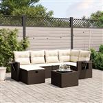 vidaXL 6-delige Loungeset met kussens poly rattan bruin