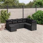 vidaXL 7-delige Loungeset met kussens poly rattan zwart