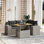 vidaXL 5-delige Loungeset met kussens poly rattan grijs