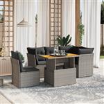 vidaXL 5-delige Loungeset met kussens poly rattan grijs