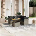 vidaXL 5-delige Loungeset met kussens poly rattan grijs