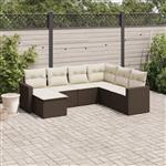 vidaXL 7-delige Loungeset met kussens poly rattan bruin