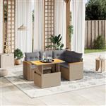 vidaXL 5-delige Loungeset met kussens poly rattan beige