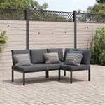 vidaXL 2-delige Loungeset met kussens aluminium zwart