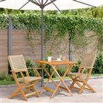 vidaXL 3-delige Bistroset poly rattan en massief hout beige