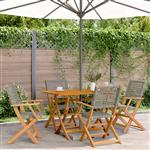 vidaXL 5-delige Tuinset poly rattan en massief hout grijs