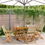 vidaXL 5-delige Tuinset poly rattan en massief hout beige