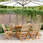 vidaXL Tuinstoelen 6 st inklapbaar poly rattan en massief hout beige