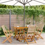 vidaXL Tuinstoelen 4 st inklapbaar poly rattan en massief hout beige