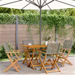 vidaXL Tuinstoelen 4 st inklapbaar poly rattan en massief hout grijs