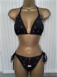 Trendy Zwarte Bikini met Metalen Ringen - Large