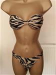 Prachtige Strapless Goudkleurige Bikini met Zwart