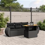 vidaXL 5-delige Loungeset met kussens poly rattan zwart