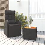 vidaXL 2-delige Loungeset poly rattan en massief acaciahout zwart