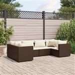 vidaXL 6-delige Loungeset met kussens poly rattan bruin