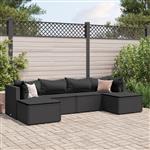 vidaXL 6-delige Loungeset met kussens poly rattan zwart