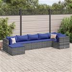 vidaXL 7-delige Loungeset met kussens poly rattan grijs