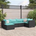 vidaXL 6-delige Loungeset met kussens poly rattan zwart