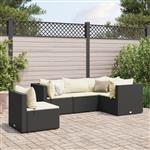 vidaXL 5-delige Loungeset met kussens poly rattan zwart