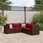 vidaXL 5-delige Loungeset met kussens poly rattan bruin