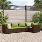 vidaXL 5-delige Loungeset met kussens poly rattan bruin