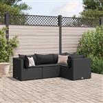 vidaXL 4-delige Loungeset met kussens poly rattan zwart