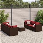 vidaXL 7-delige Loungeset met kussens poly rattan bruin