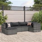 vidaXL 6-delige Loungeset met kussens poly rattan grijs