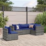 vidaXL 5-delige Loungeset met kussens poly rattan grijs