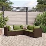 vidaXL 5-delige Loungeset met kussens poly rattan bruin