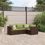 vidaXL 4-delige Loungeset met kussens poly rattan bruin