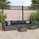 vidaXL 6-delige Loungeset met kussens poly rattan grijs