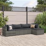 vidaXL 5-delige Loungeset met kussens poly rattan grijs