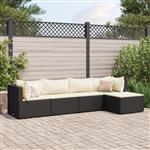 vidaXL 5-delige Loungeset met kussens poly rattan zwart