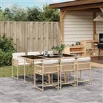 vidaXL 7-delige Tuinset met kussens poly rattan beige