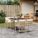 vidaXL 5-delige Tuinset met kussens poly rattan beige