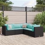 vidaXL 5-delige Loungeset met kussens poly rattan zwart