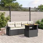 vidaXL 5-delige Loungeset met kussens poly rattan zwart