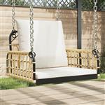 vidaXL Schommelstoel met kussens 63x58x39 cm poly rattan en staal