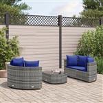 vidaXL 5-delige Loungeset met kussens poly rattan grijs