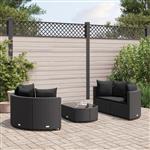 vidaXL 5-delige Loungeset met kussens poly rattan zwart