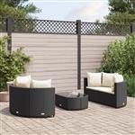 vidaXL 5-delige Loungeset met kussens poly rattan zwart