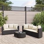 vidaXL 6-delige Loungeset met kussens poly rattan zwart