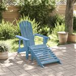 vidaXL Stoel Adirondack met voetenbank massief vurenhout blauw