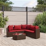 vidaXL 6-delige Loungeset met kussens poly rattan bruin