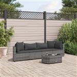 vidaXL 5-delige Loungeset met kussens poly rattan grijs